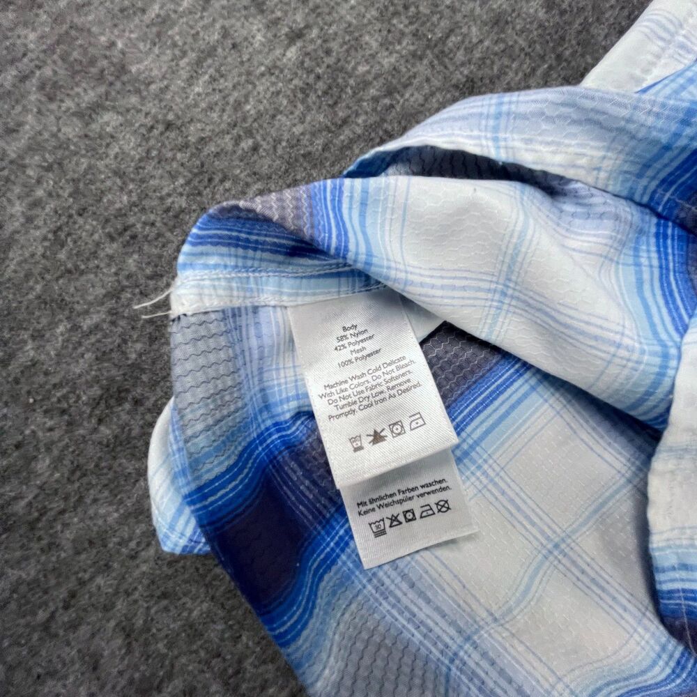 Eddie Bauer 2X Blue Plaid Fishing Shirt Mesh Vent Short Sleeve Hiking Gorpcore - Picture 7 of 12